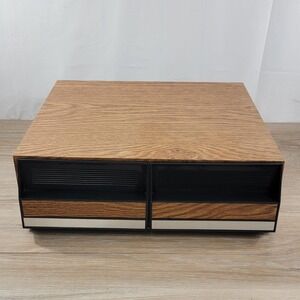 Vintage 2 Drawer VHS VCR Tape Storage Case, Wood Grain, Holds 24 Tapes